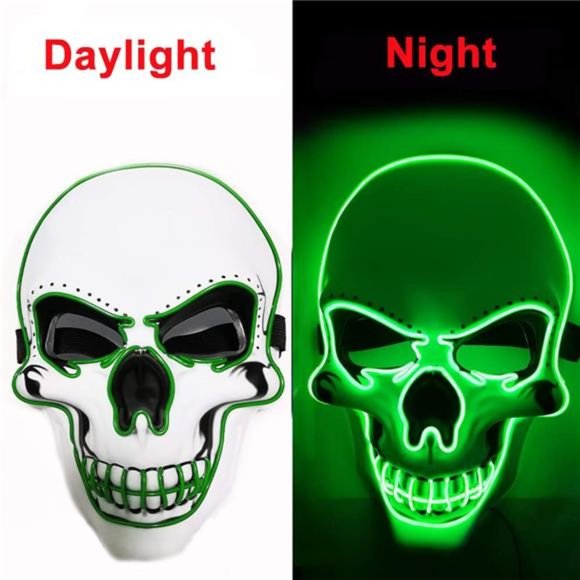 Scary Halloween Mask LED Light up, Great Costume for Parties and October Fest - Picture 7 of 8